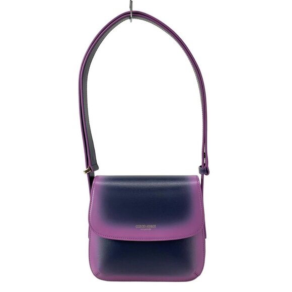 Auth GIORGIOARMANI La Prima - Purple Navy palmellato leather Shoulder Bag - Picture 2 of 9